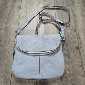 Vince Camuto Cory Cozy Blue Genuine Leather Crossbody Bag Purse Minimal Neutral